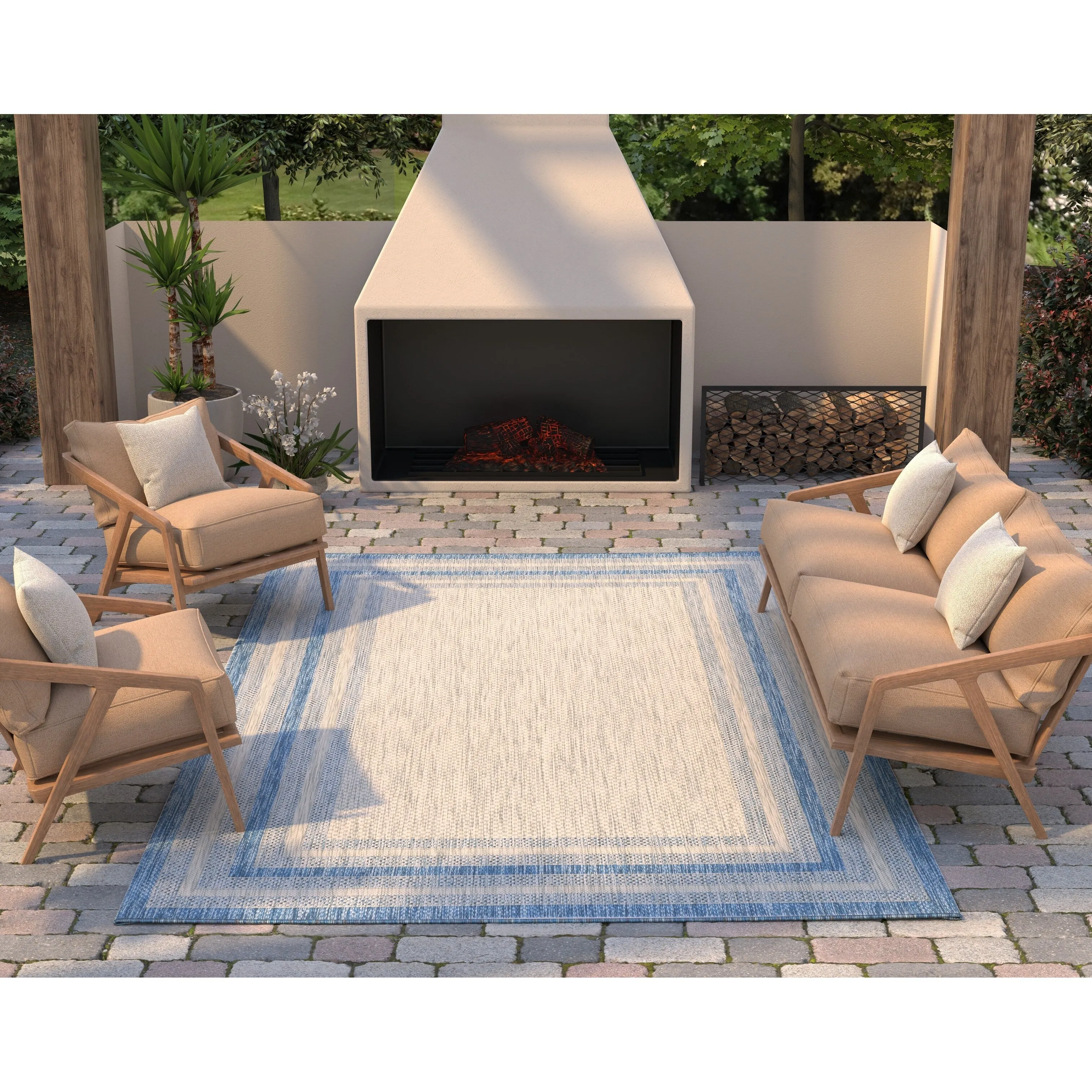 Porch & Den Costelloe Textured Border Area Rug
