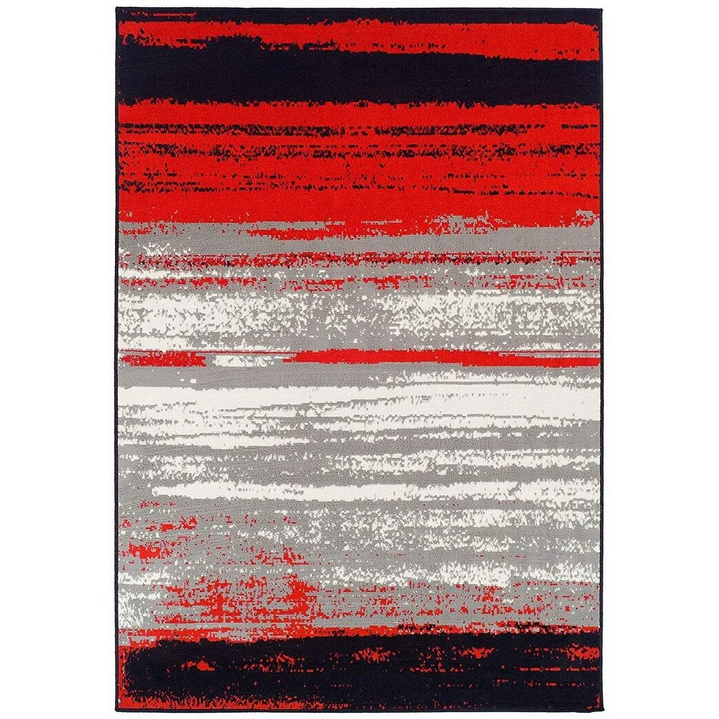 Porch & Den Lagos Red/Grey Modern Area Rug