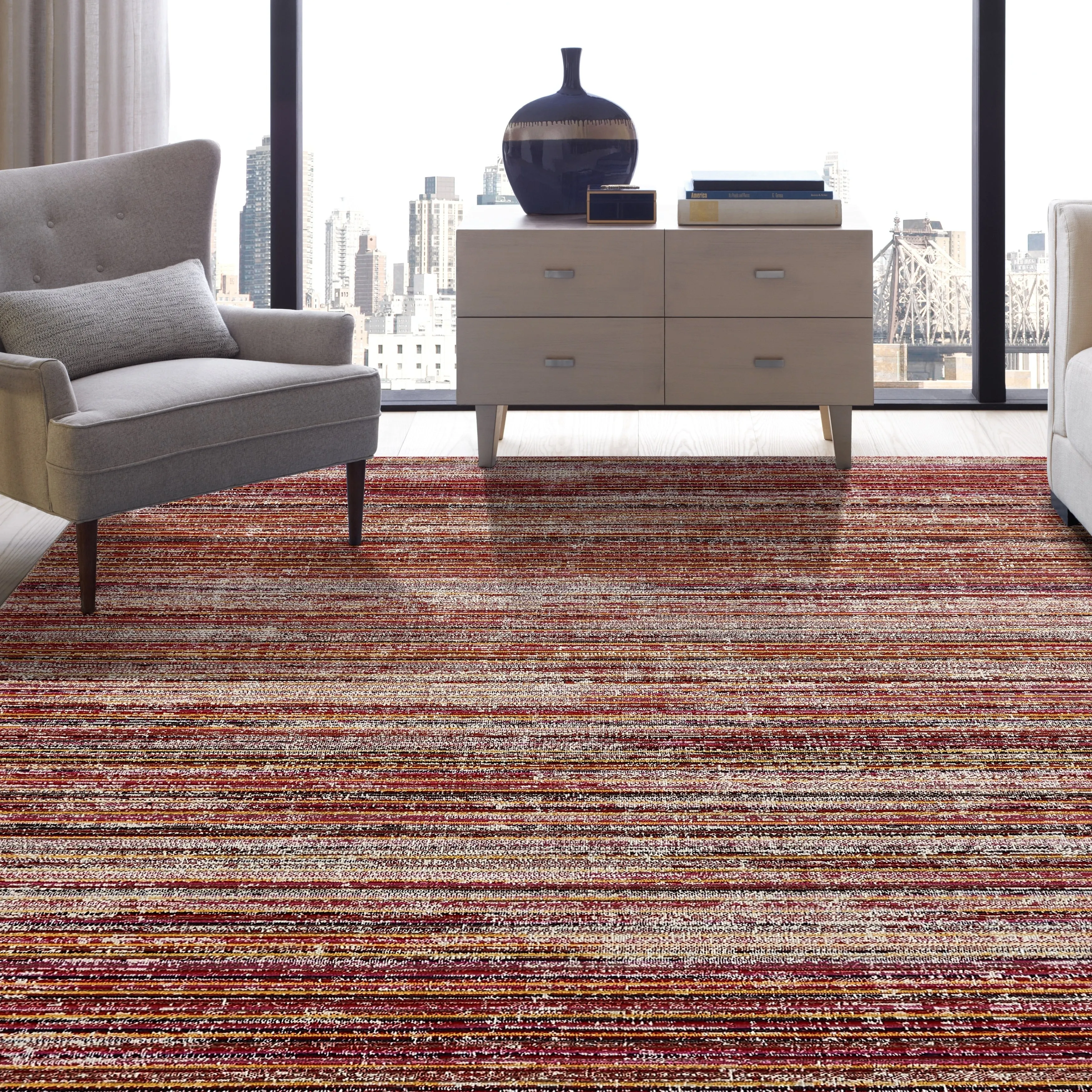 Porch & Den Ponca Distressed Stripe Indoor/Outdoor Area Rug