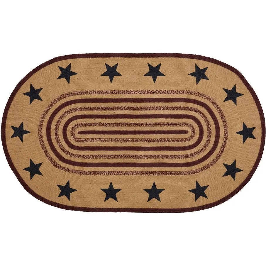 Potomac Jute Rug Oval Stencil Stars w/ Pad 36x60 - 3' x 5' Oval
