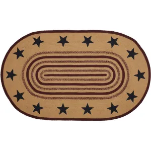 Potomac Jute Rug Oval Stencil Stars w/ Pad 36x60 - 3' x 5' Oval