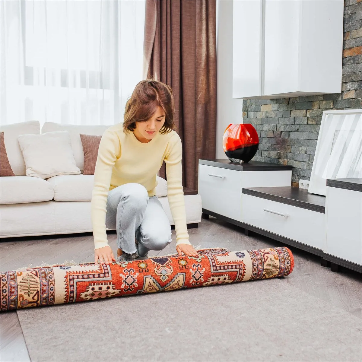 Premium Deluxe Cushioned Non-Slip Rug Pad by Slip-Stop - Grey