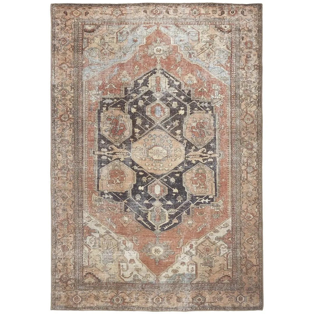 Prescott Vintage Medallion Rug. Pink Clay/Charcoal Gray. Accent Rug