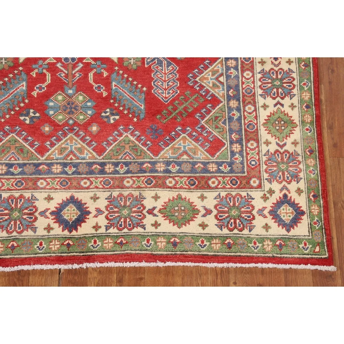 Red Kazak Oriental Area Rug Hand-Knotted Traditional Wool Carpet - 5'2 x 6'1