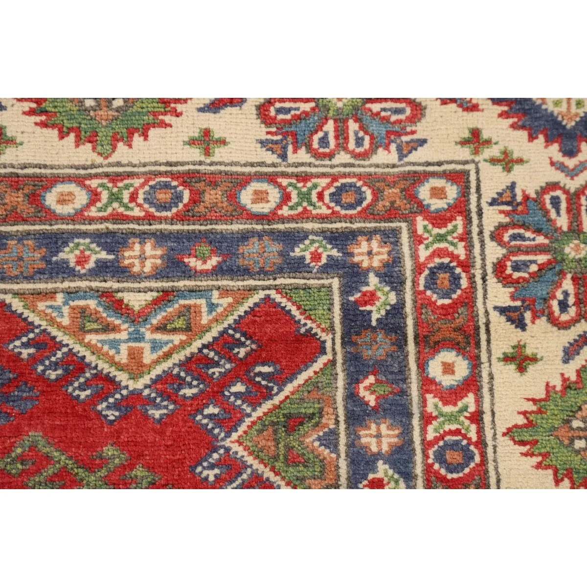 Red Kazak Oriental Area Rug Hand-Knotted Traditional Wool Carpet - 5'2 x 6'1