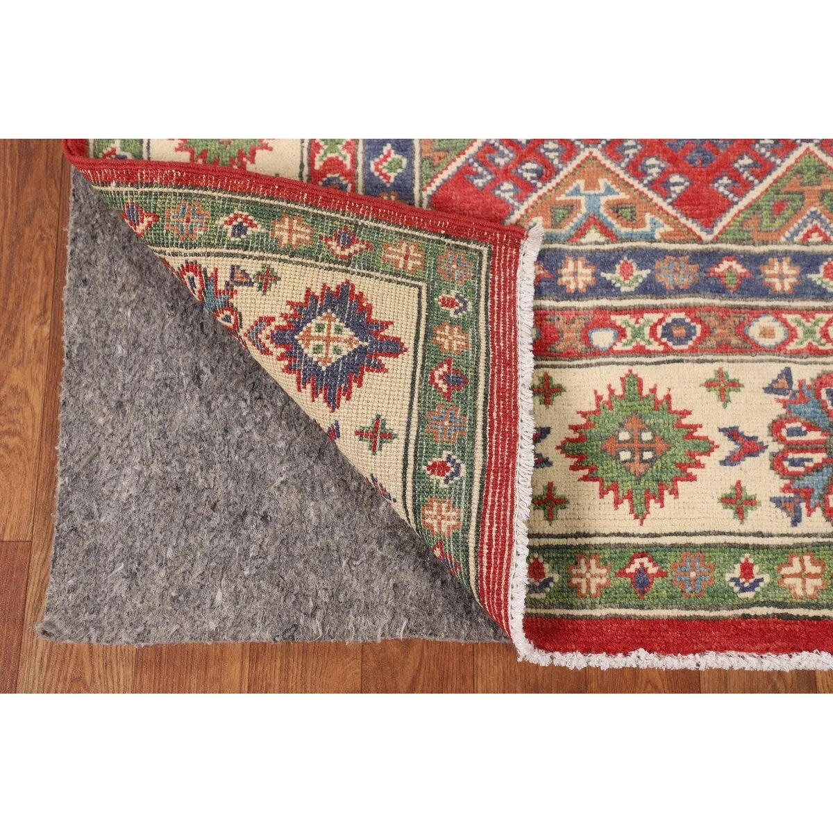 Red Kazak Oriental Area Rug Hand-Knotted Traditional Wool Carpet - 5'2 x 6'1