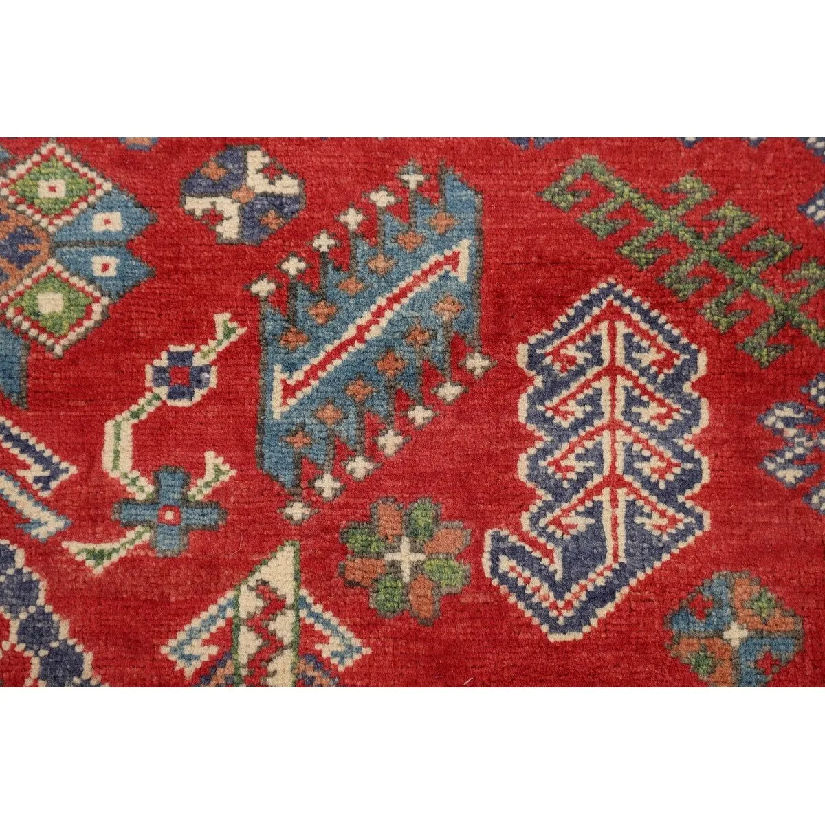 Red Kazak Oriental Area Rug Hand-Knotted Traditional Wool Carpet - 5'2 x 6'1