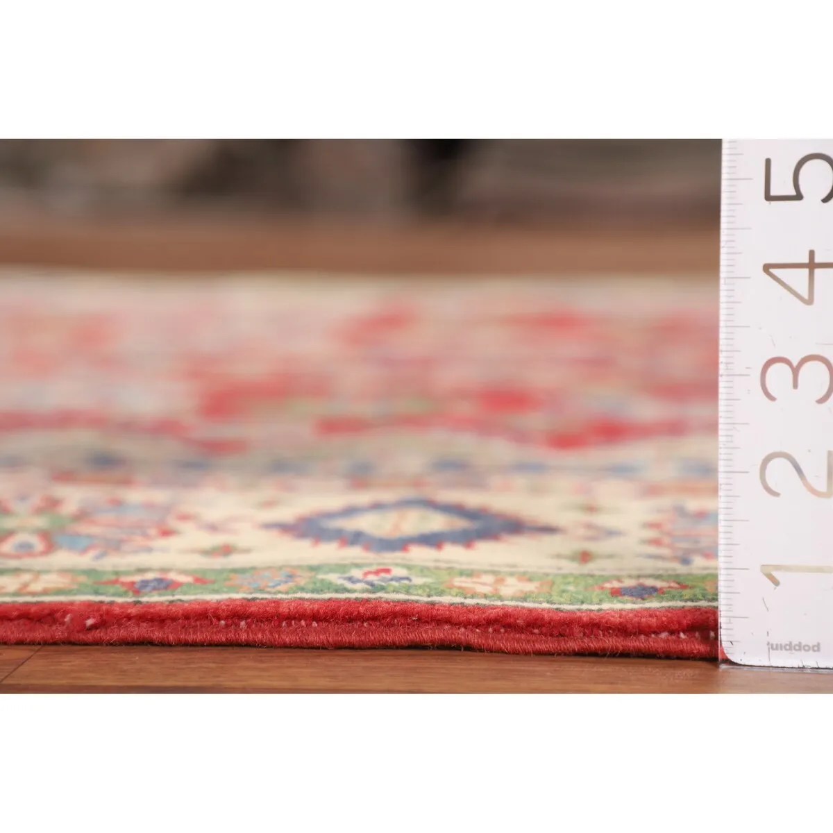 Red Kazak Oriental Area Rug Hand-Knotted Traditional Wool Carpet - 5'2 x 6'1
