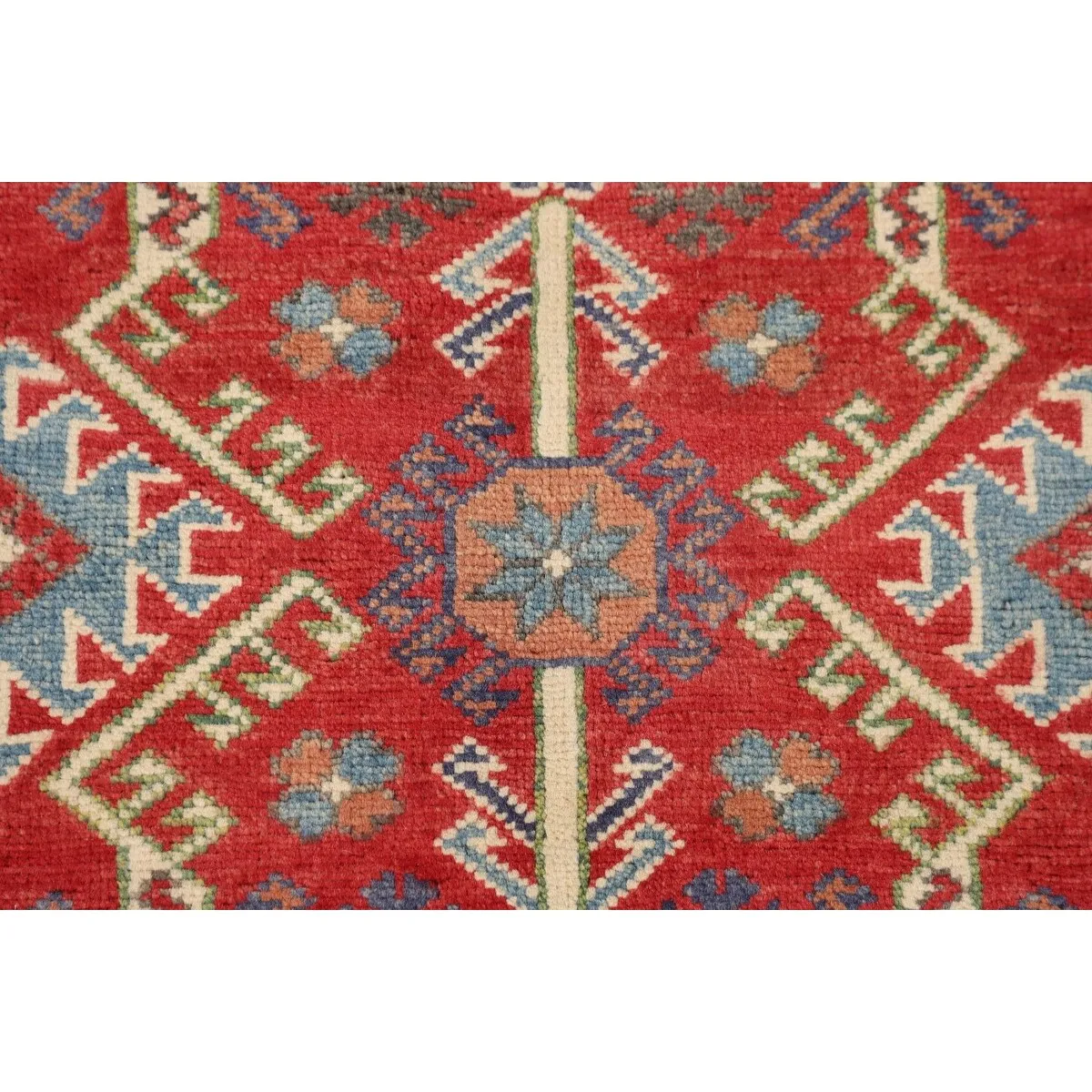 Red Kazak Oriental Area Rug Hand-Knotted Traditional Wool Carpet - 5'2 x 6'1