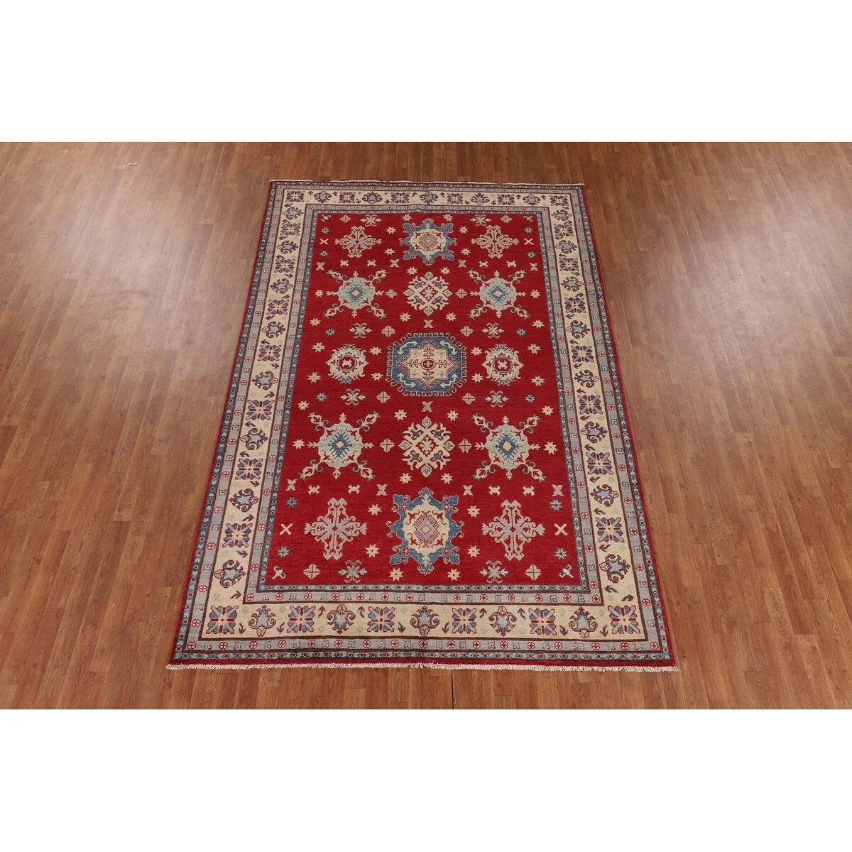 Red Kazak Oriental Area Rug Handmade Living Room Wool Carpet - 6'8 x 10'0