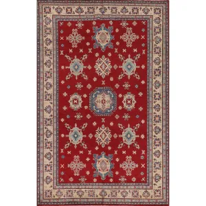 Red Kazak Oriental Area Rug Handmade Living Room Wool Carpet - 6'8 x 10'0