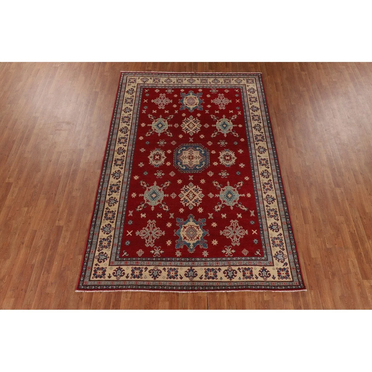 Red Kazak Oriental Area Rug Handmade Living Room Wool Carpet - 6'8 x 10'0