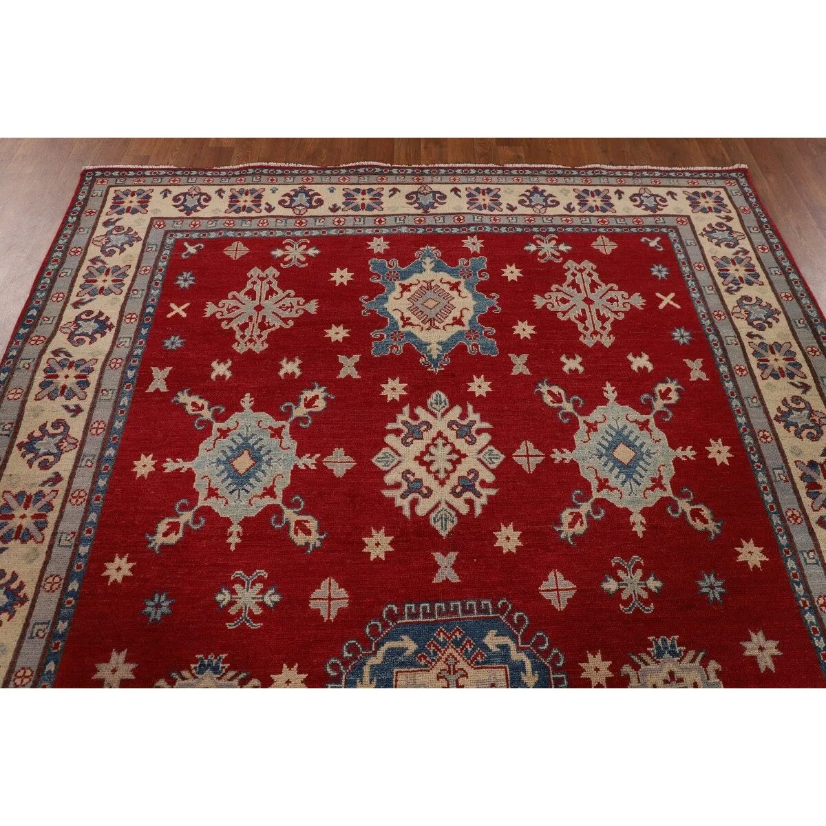 Red Kazak Oriental Area Rug Handmade Living Room Wool Carpet - 6'8 x 10'0