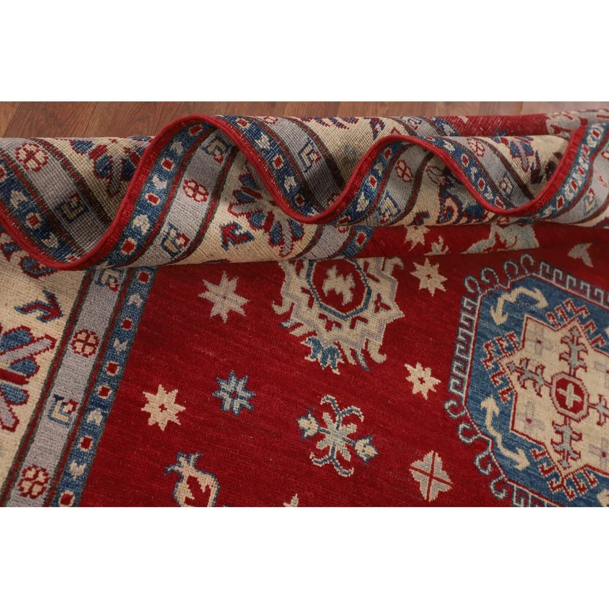 Red Kazak Oriental Area Rug Handmade Living Room Wool Carpet - 6'8 x 10'0