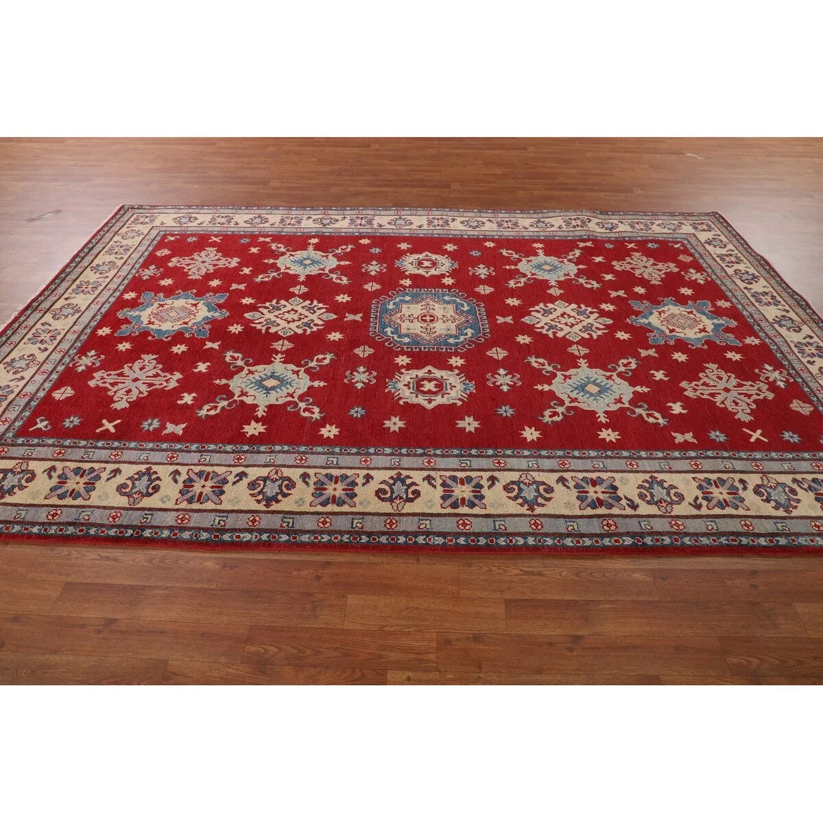 Red Kazak Oriental Area Rug Handmade Living Room Wool Carpet - 6'8 x 10'0