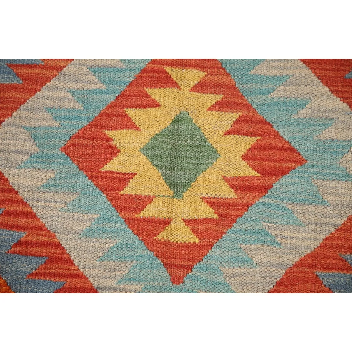 Reversible Kilim Oriental Area Rug Geometric Hand-Woven Wool Carpet - 3'3x 5'2