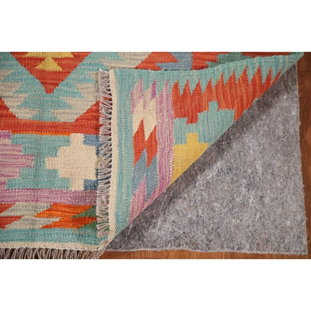 Reversible Kilim Oriental Area Rug Geometric Hand-Woven Wool Carpet - 3'3x 5'2