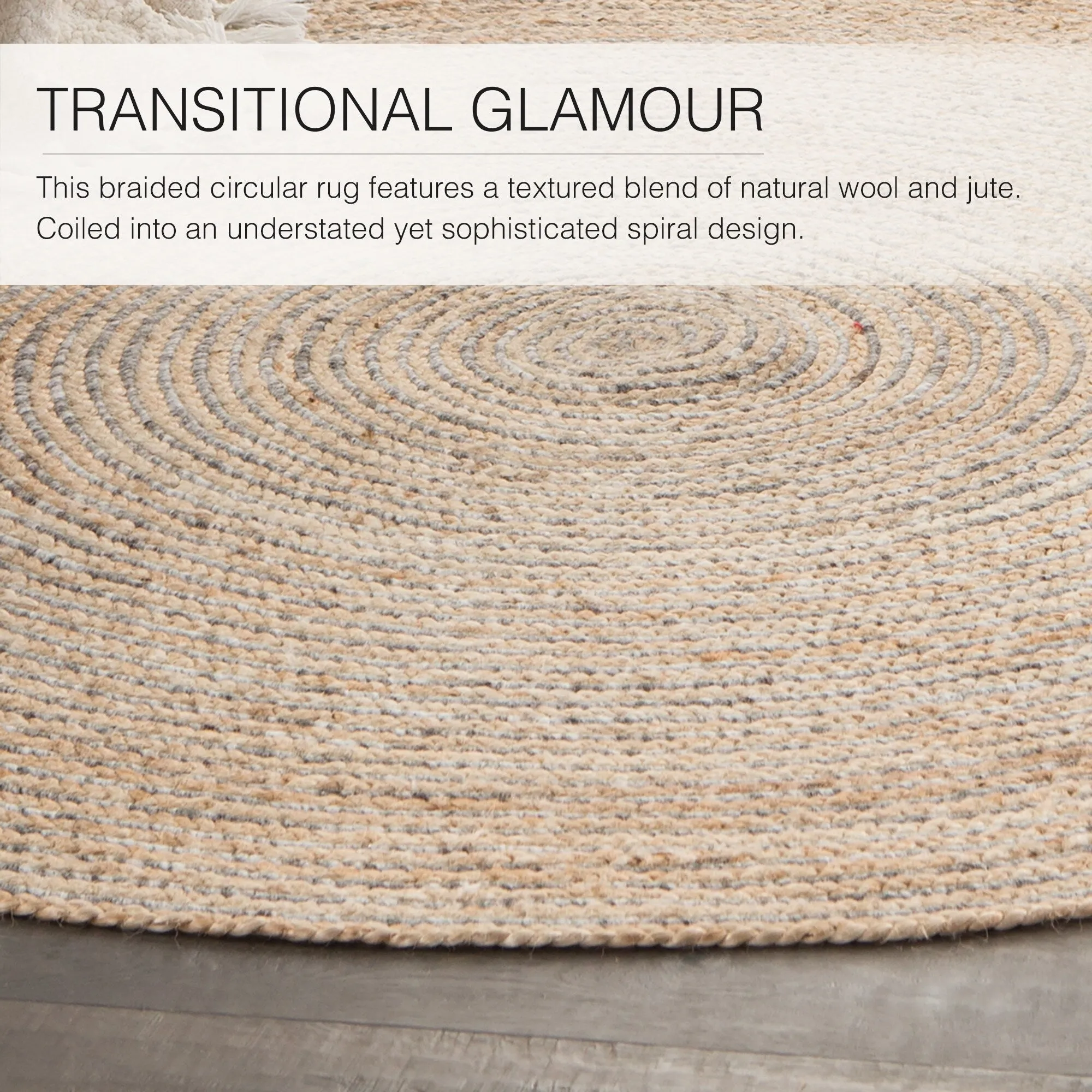 Rosen Natural Solid Beige/ Gray Round Area Rug