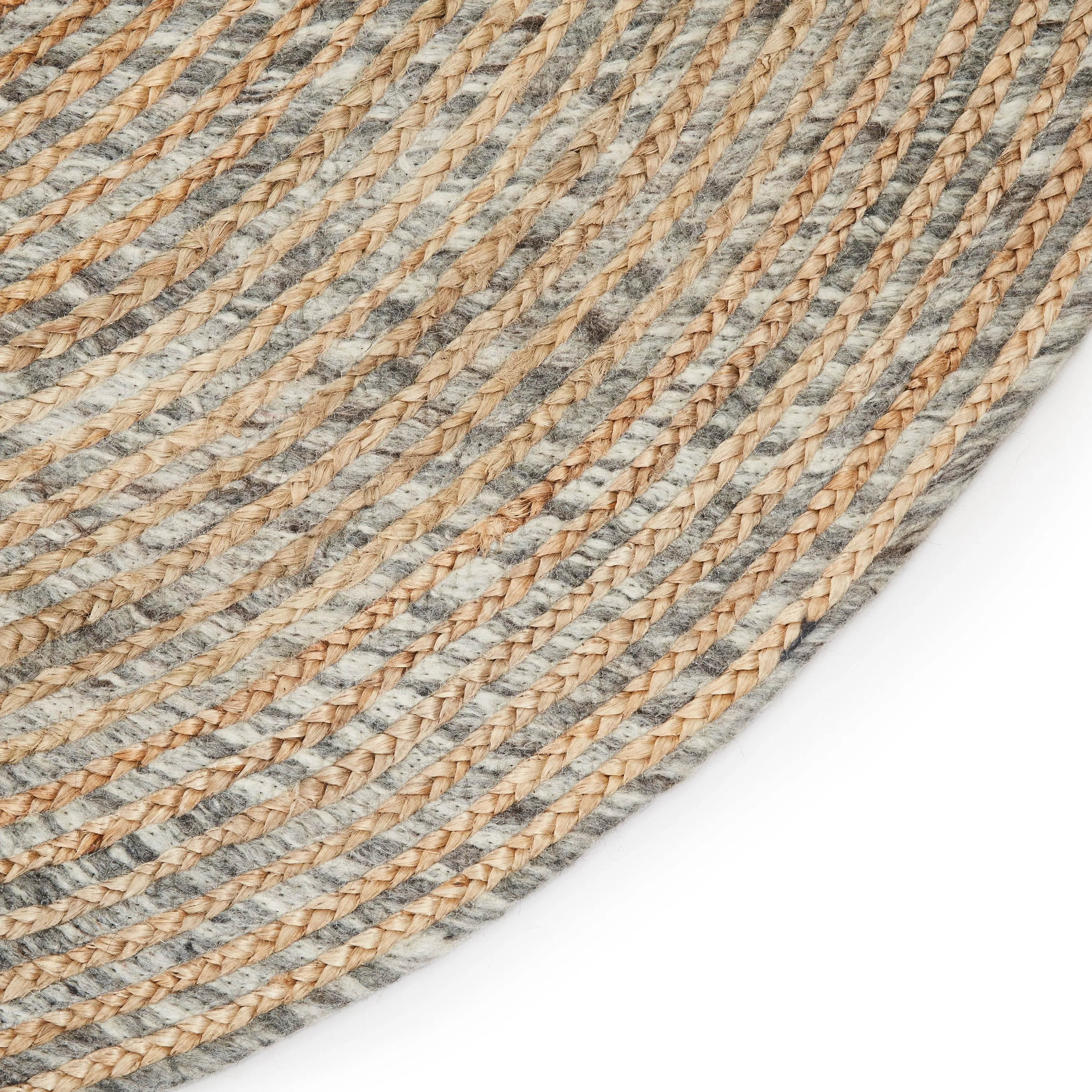 Rosen Natural Solid Beige/ Gray Round Area Rug