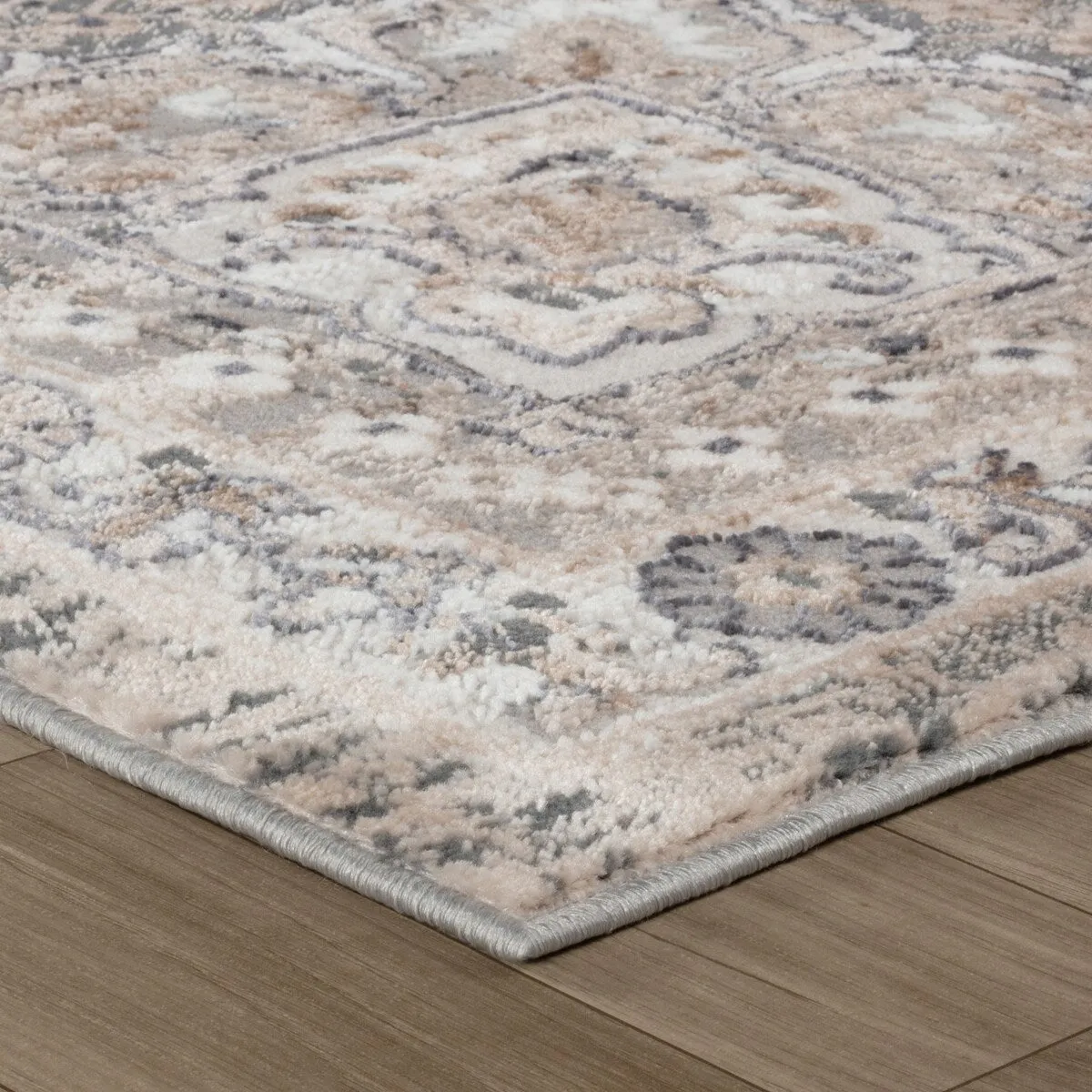 Rug Branch Atlas Distressed Classic Indoor Area Rug. Grey Beige
