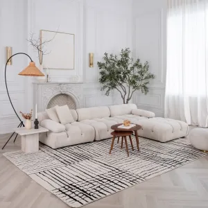 Rug Branch Domus Abstract Indoor Area Rug. Cream Black