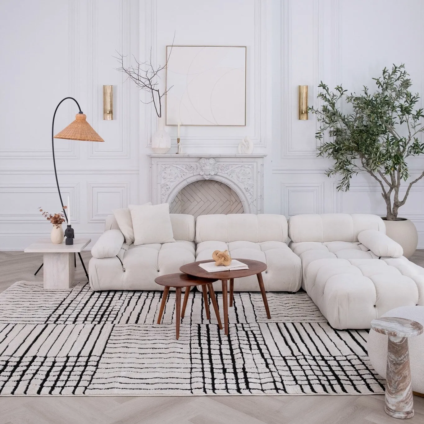 Rug Branch Domus Abstract Indoor Area Rug. Cream Black