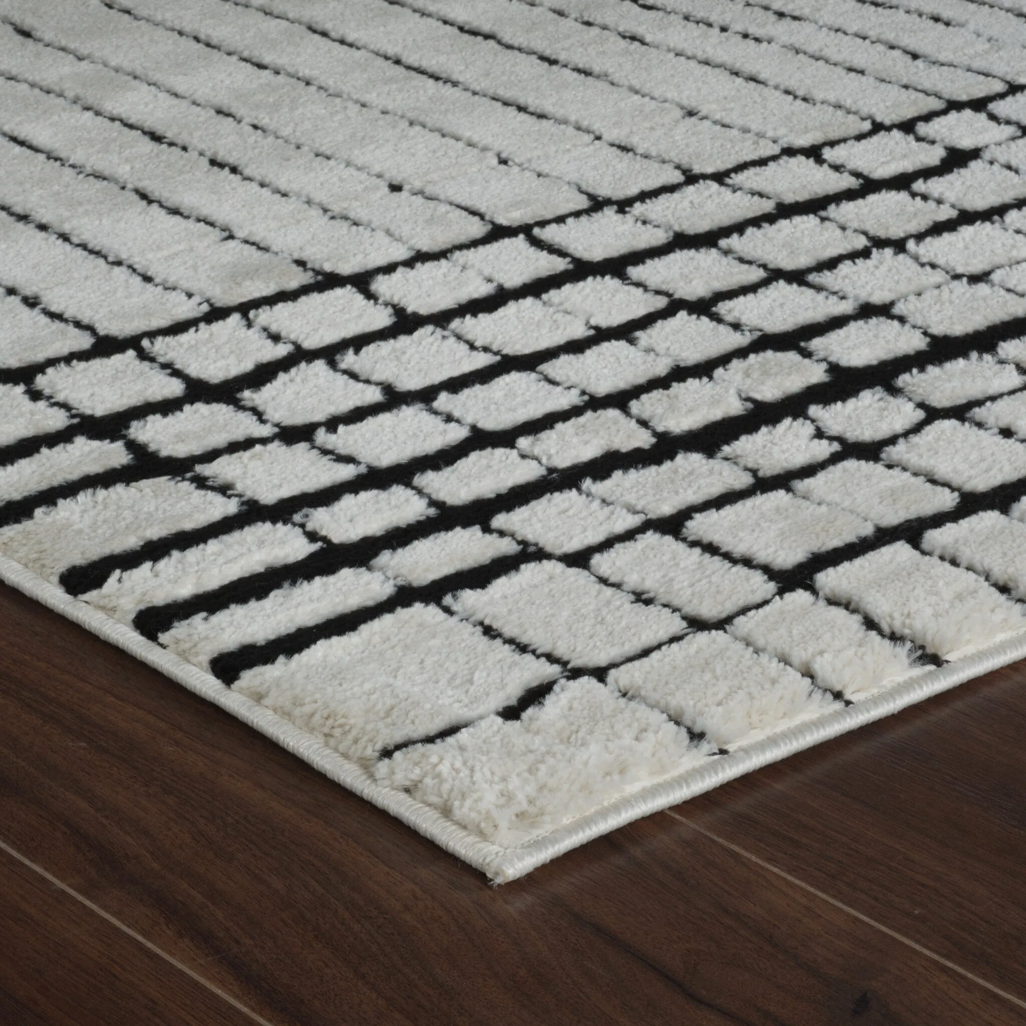 Rug Branch Domus Abstract Indoor Area Rug. Cream Black