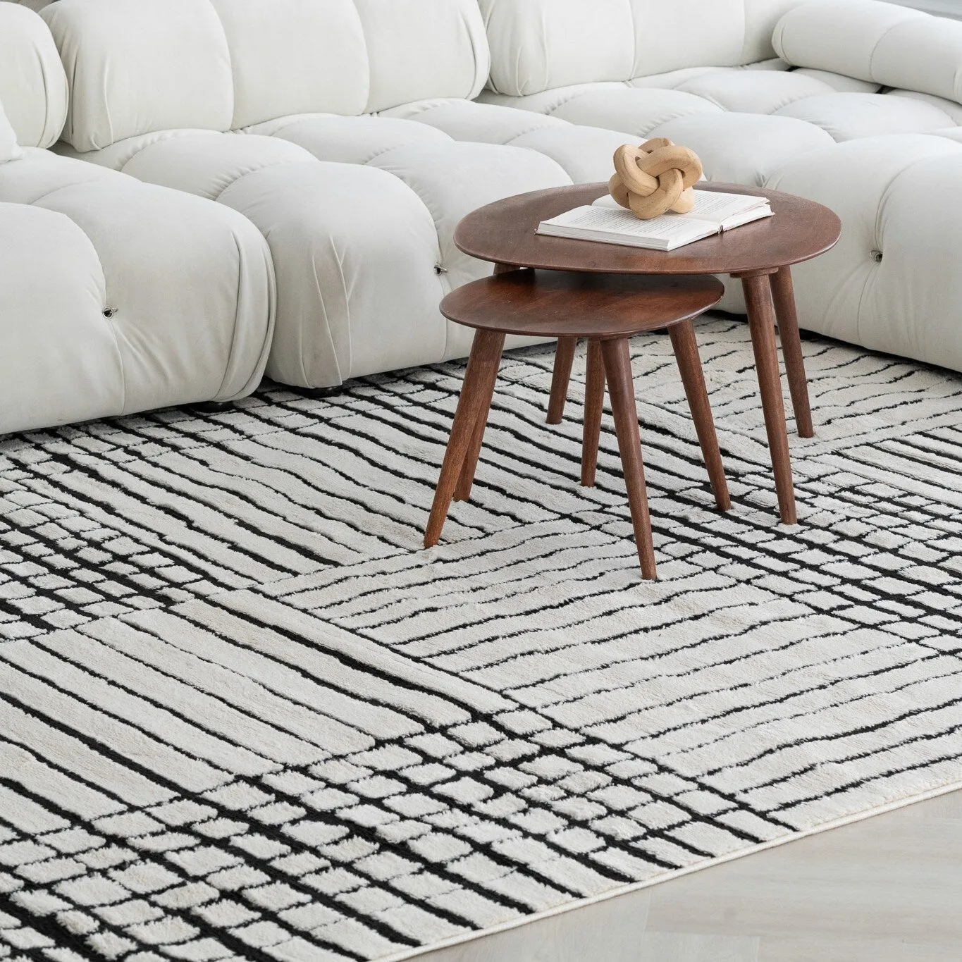 Rug Branch Domus Abstract Indoor Area Rug. Cream Black