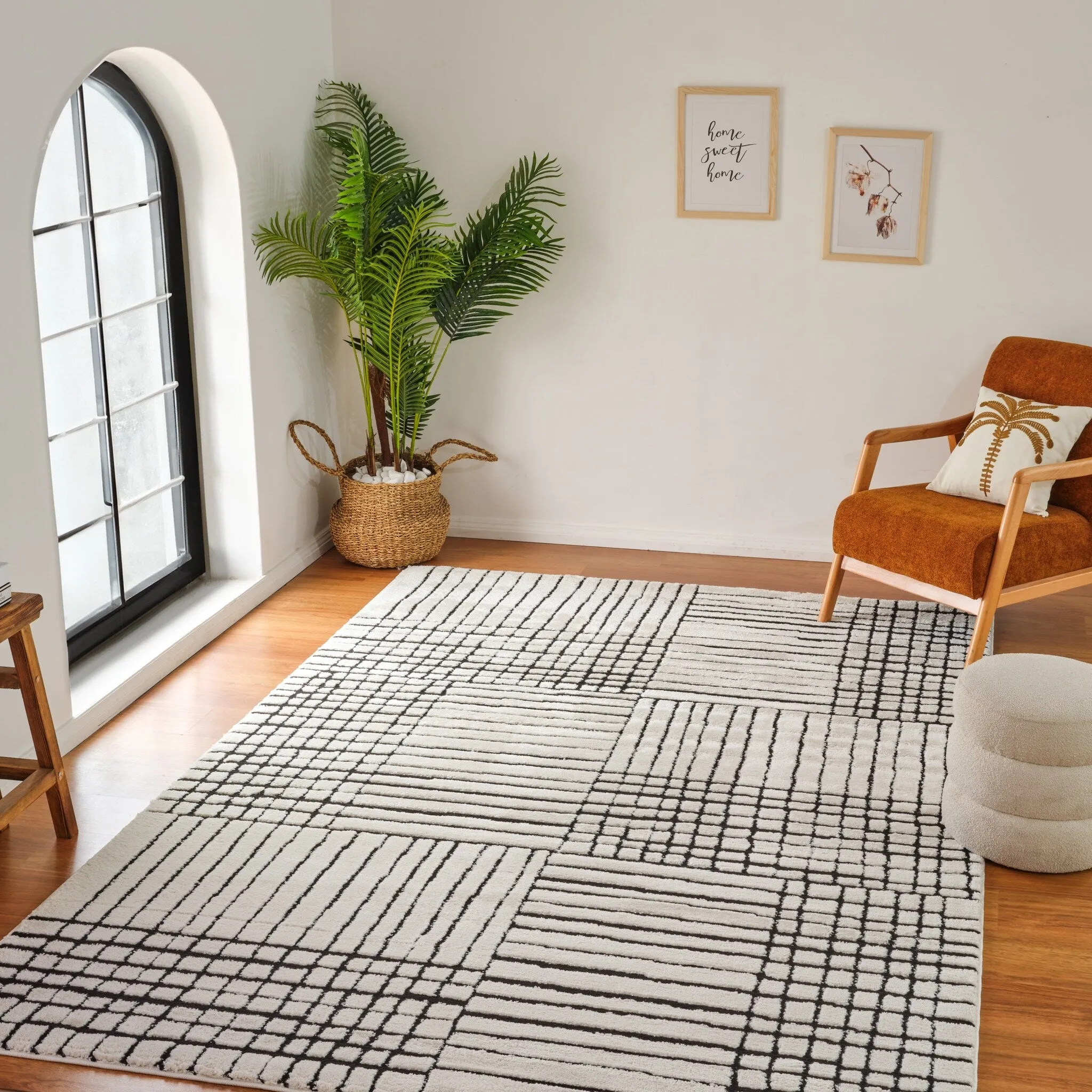 Rug Branch Domus Abstract Indoor Area Rug. Cream Black