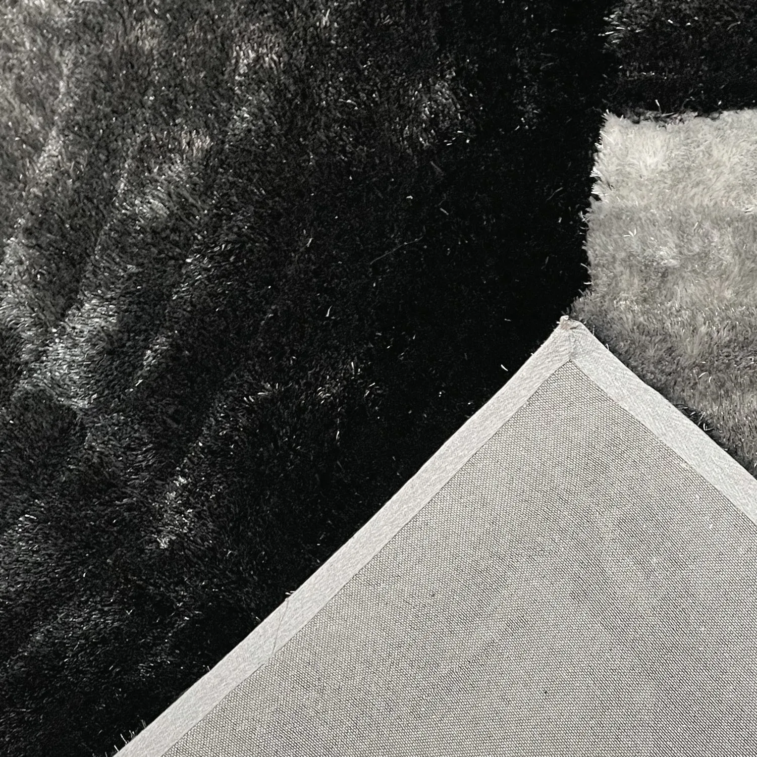 RugBerry Black White Area Rug Modern Signature 3D Soft Shag Carpet