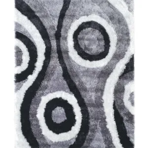 RugBerry Black White Area Rug Modern Signature 3D Soft Shag Carpet