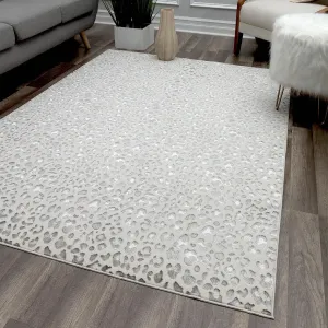 Rugs America Natura Snow Leopard Silver Shine Area Rug