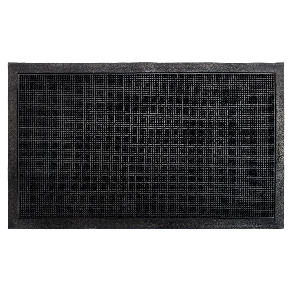 RugSmith Black Moulded Rubber Doormat. 18 x 30 - 18 x 30