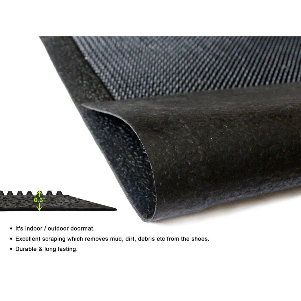 RugSmith Black Moulded Rubber Doormat. 18 x 30 - 18 x 30