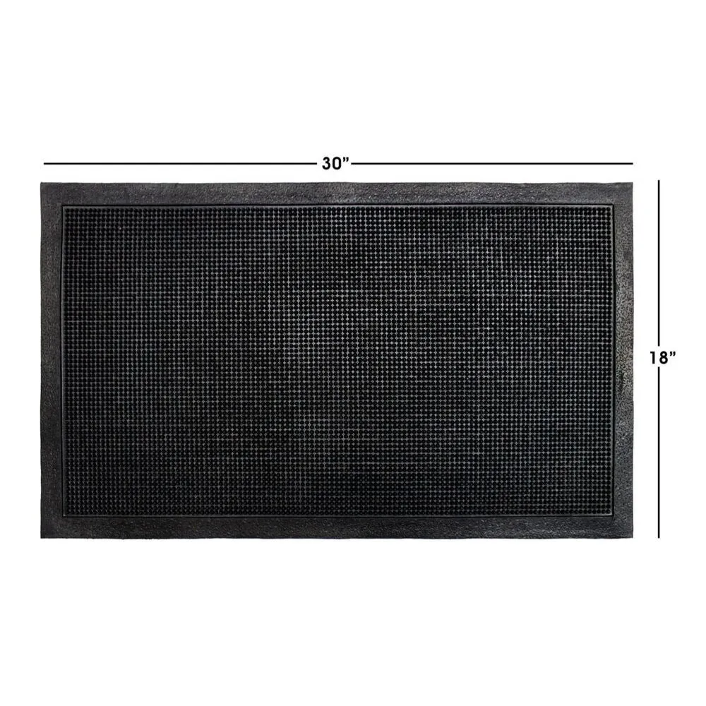 RugSmith Black Moulded Rubber Doormat. 18 x 30 - 18 x 30