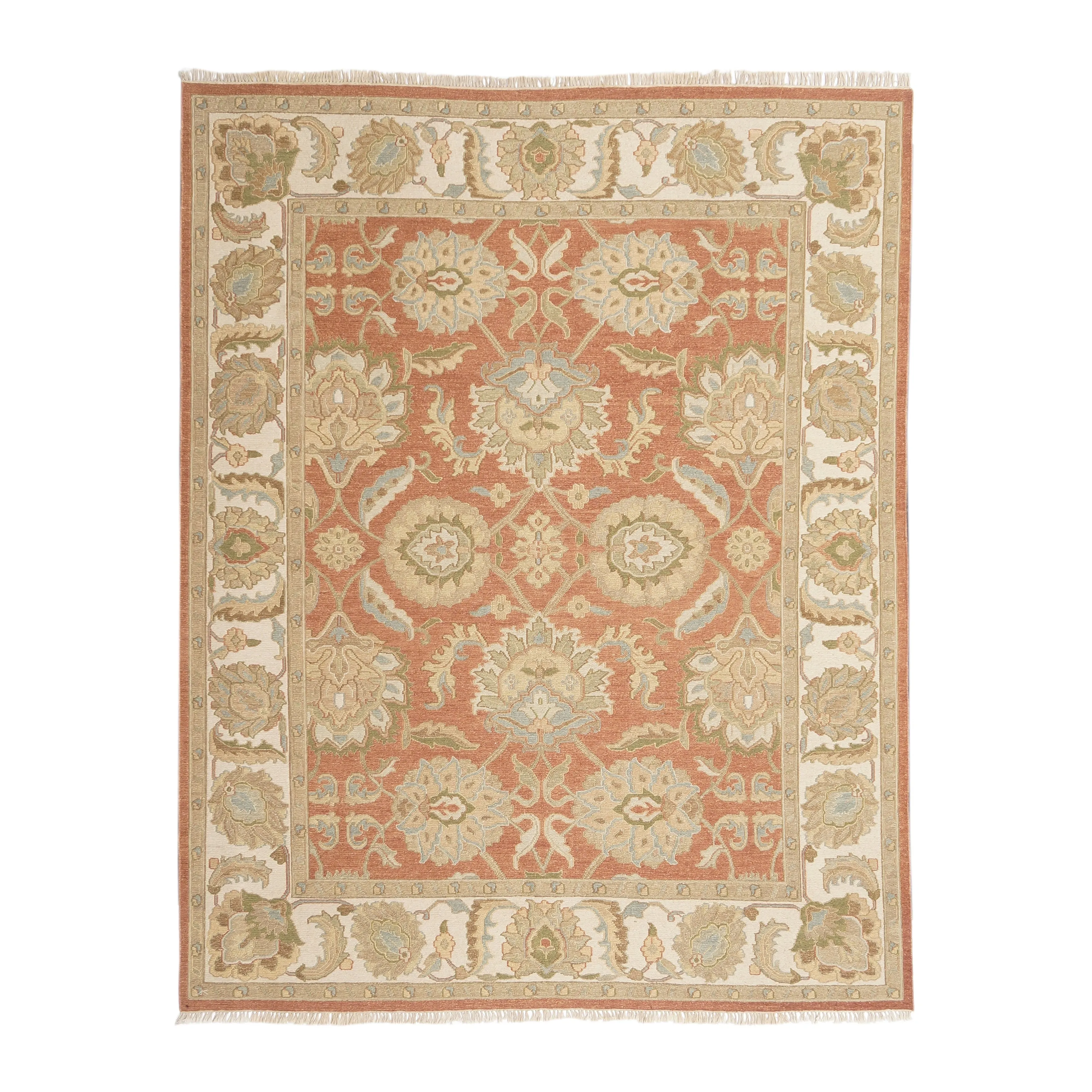 Rust/Ivory Soumak Flatweave Area Rug