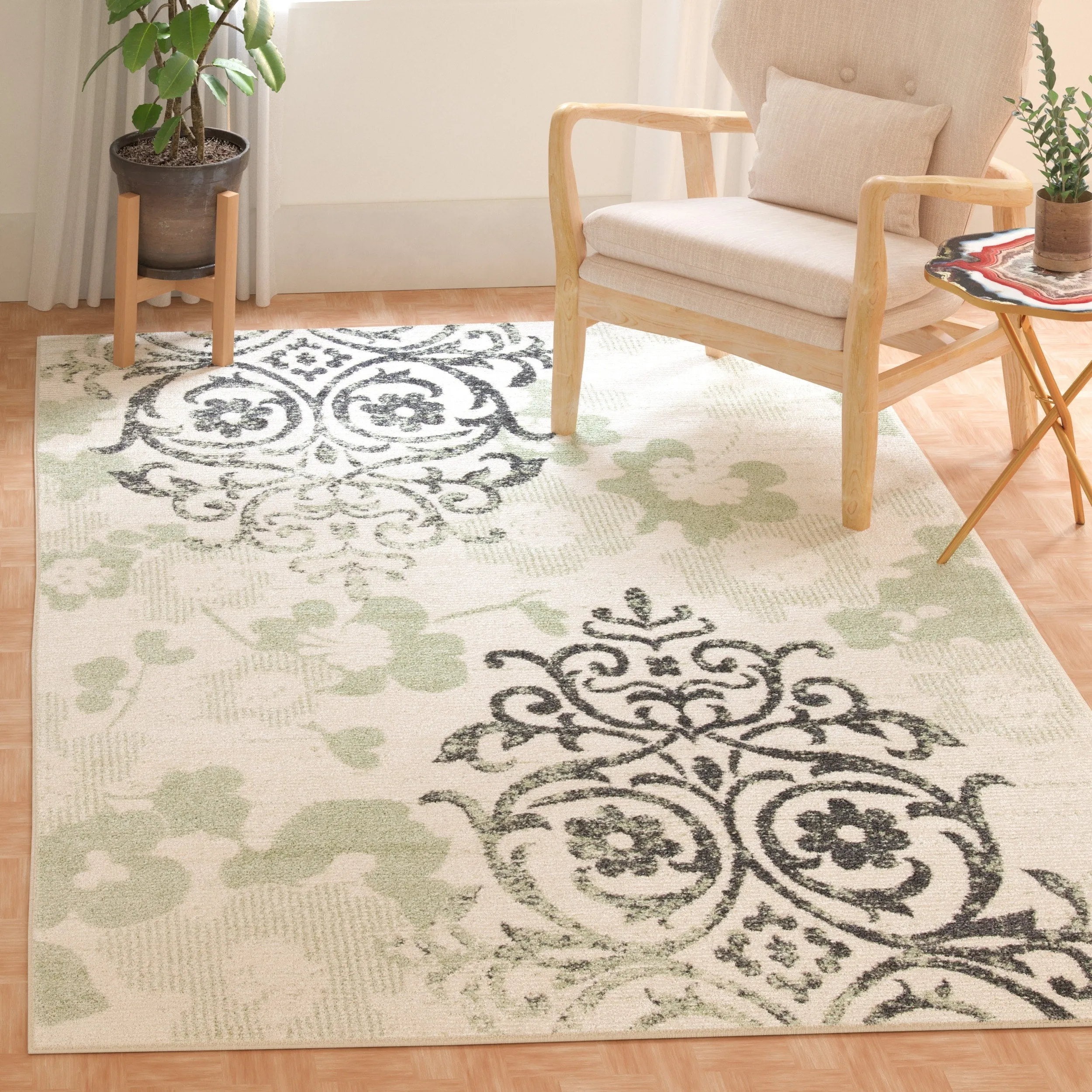 SAFAVIEH. Adirondack Rena Damask Floral Distressed Rug