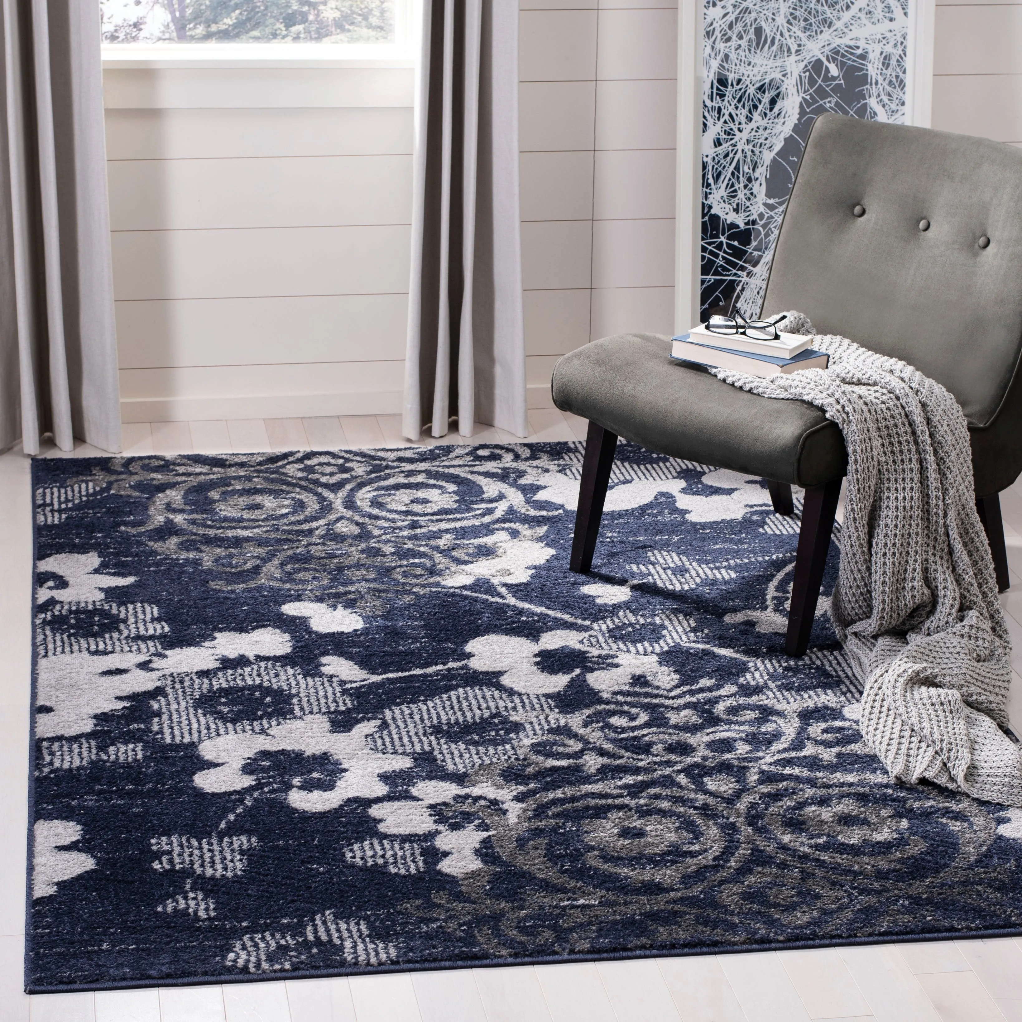 SAFAVIEH. Adirondack Rena Damask Floral Distressed Rug