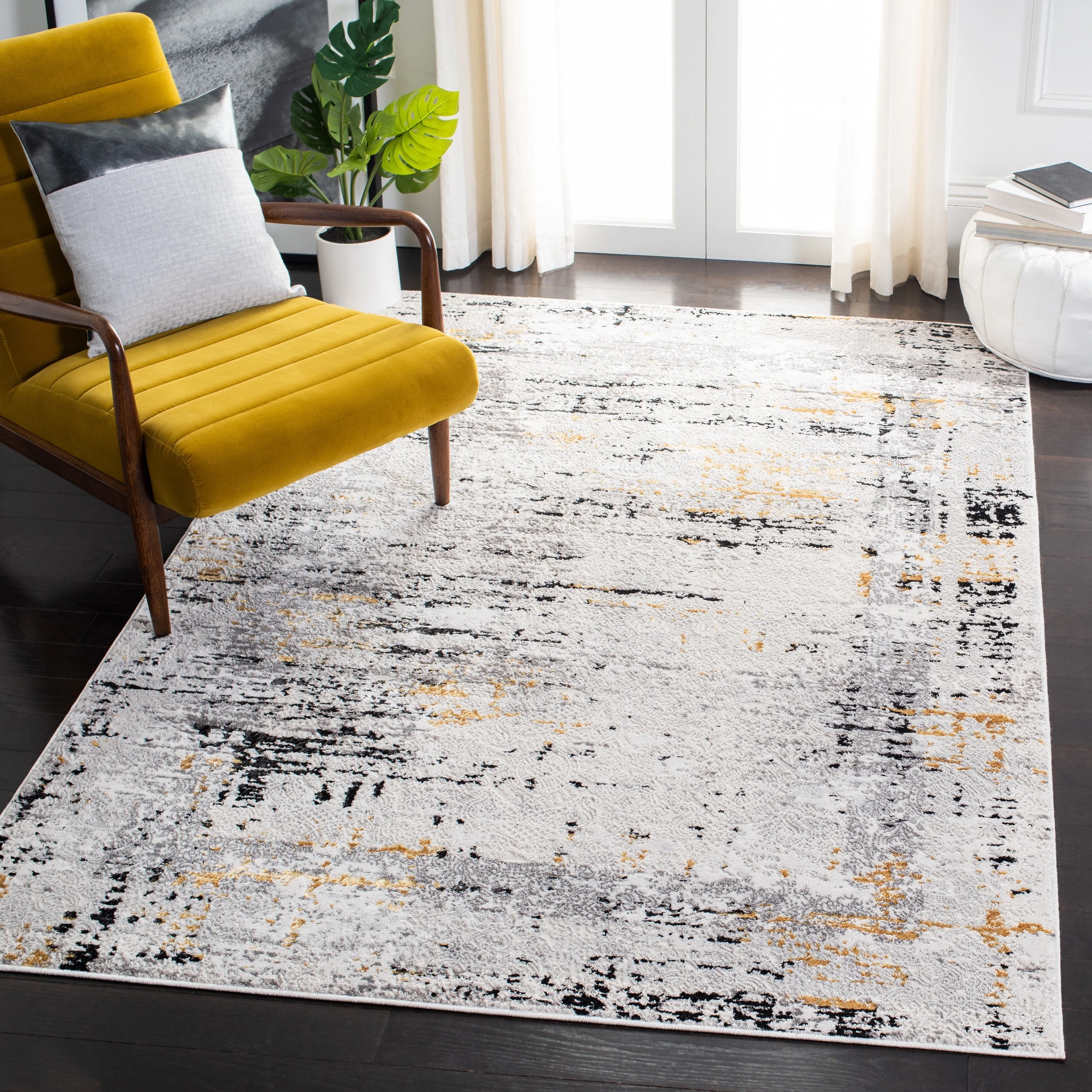 SAFAVIEH Amelia Naresa Abstract Distressed Rug - Grey/Gold - 8' x 10'