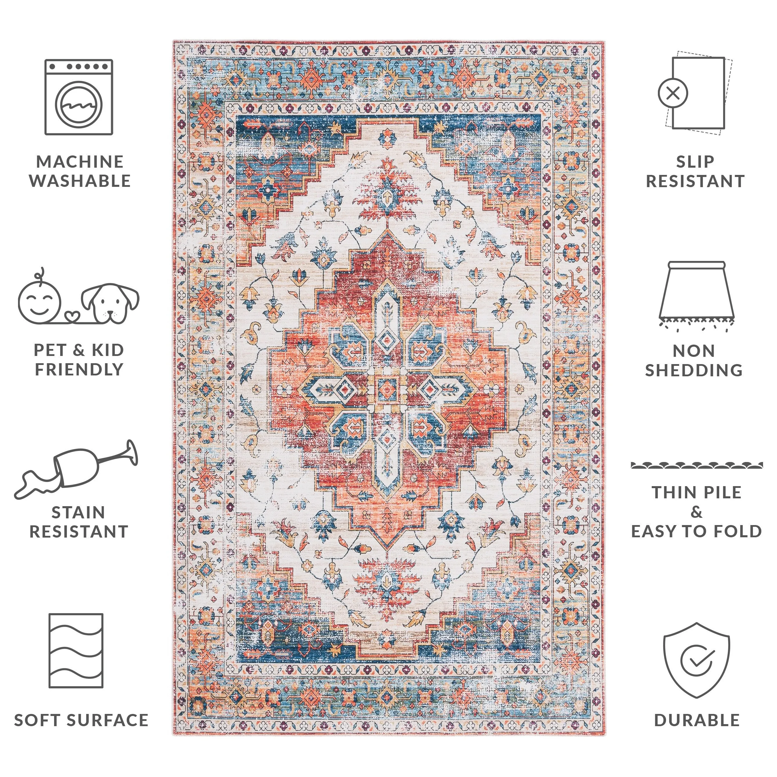 SAFAVIEH Arizona Grytsje Vintage Machine Washable Rug.