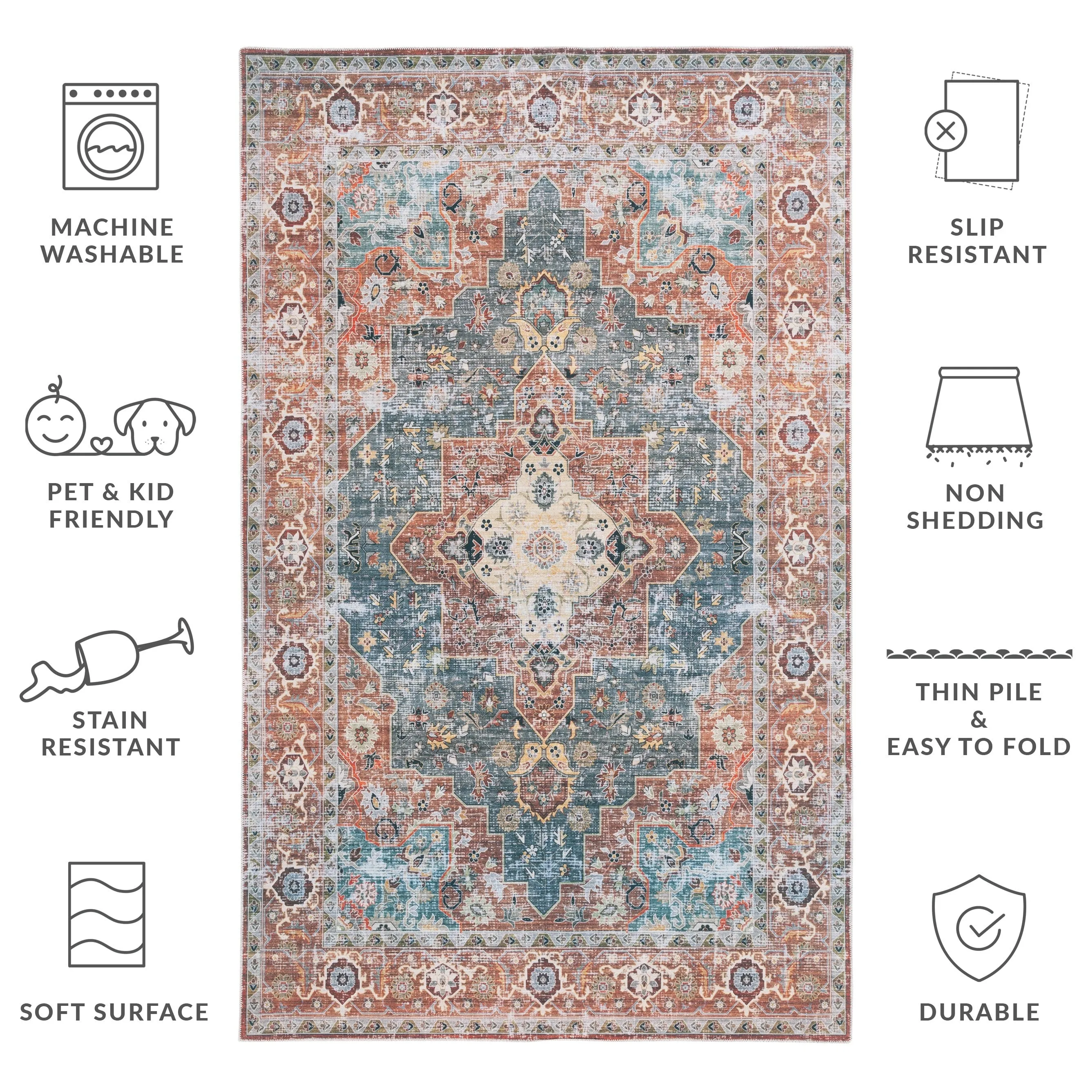 SAFAVIEH Arizona Ketrin Vintage Machine Washable Rug