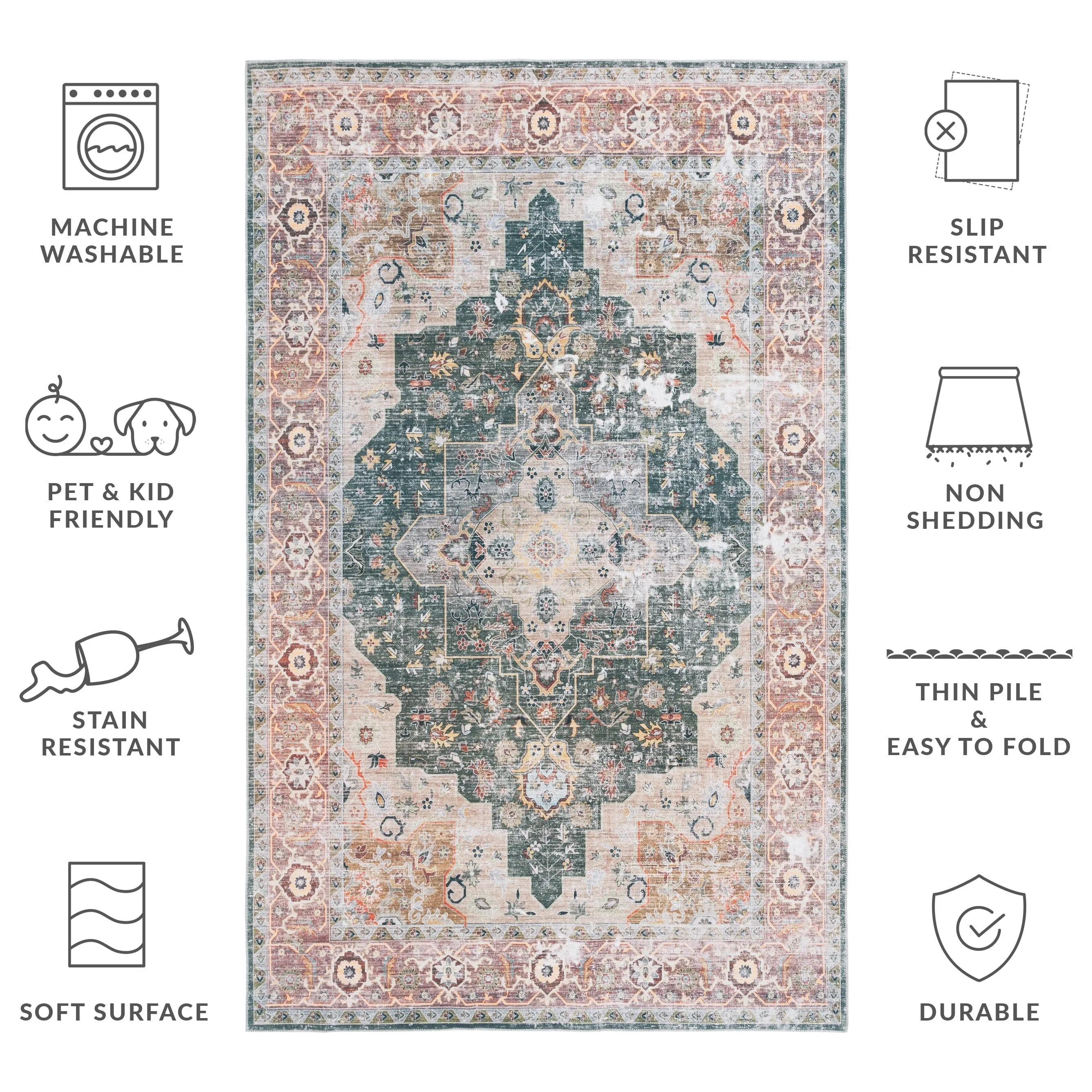 SAFAVIEH Arizona Ketrin Vintage Machine Washable Rug