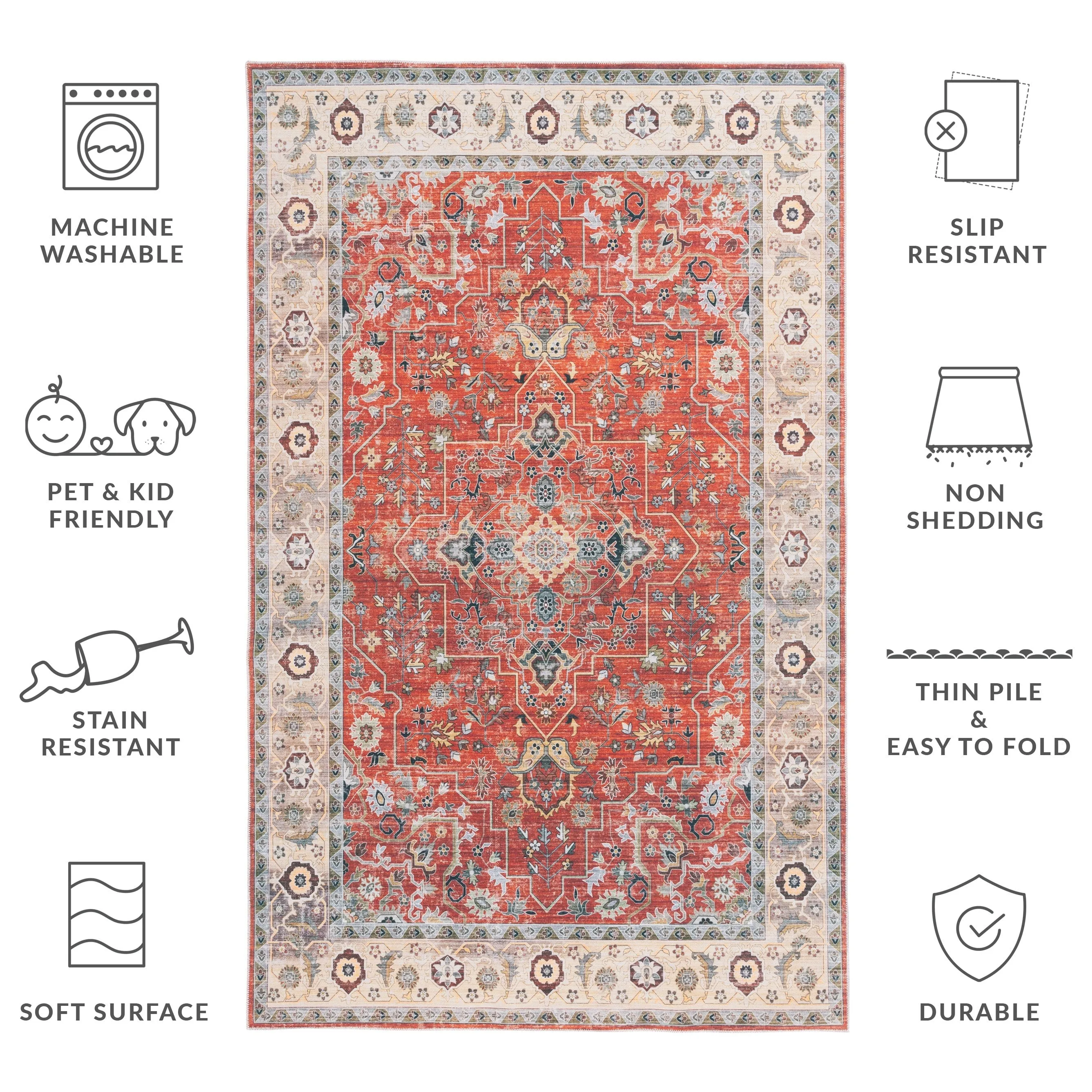 SAFAVIEH Arizona Ketrin Vintage Machine Washable Rug