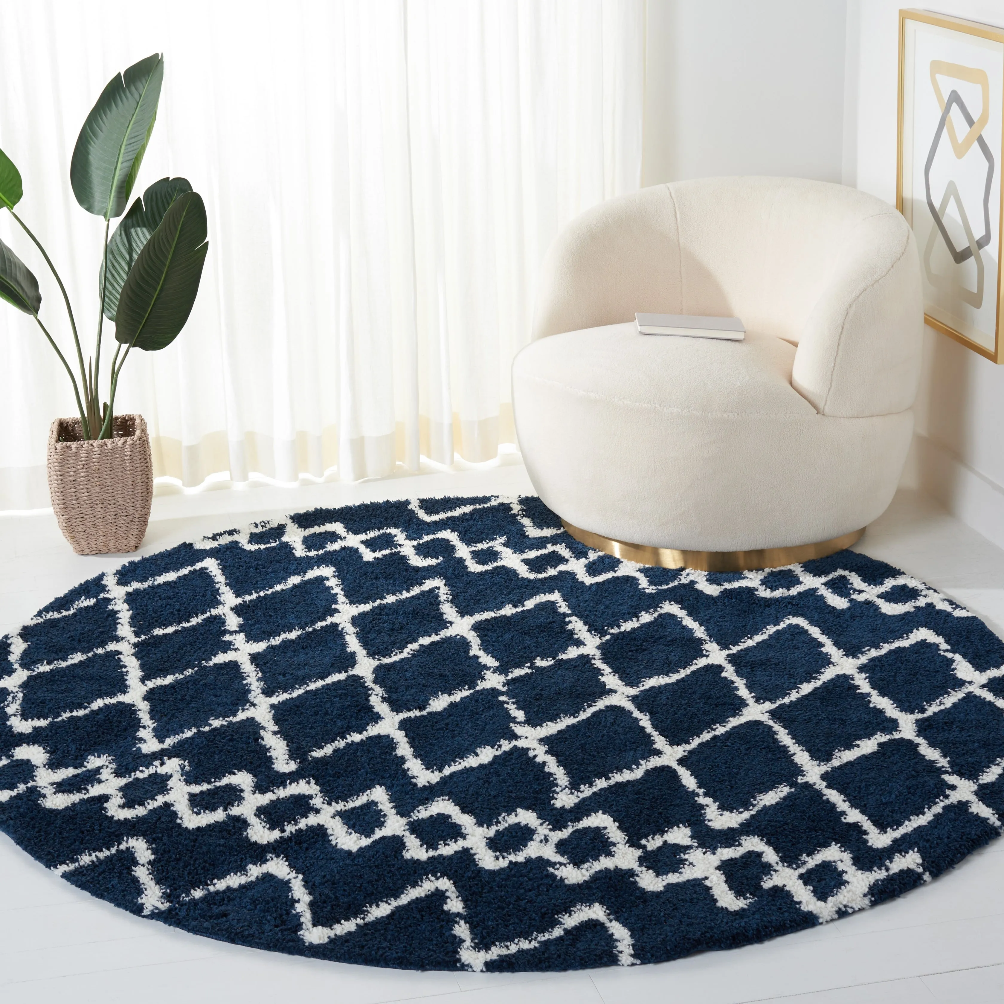 SAFAVIEH Berber Shag Ilmie Light Grey/Cream Rug