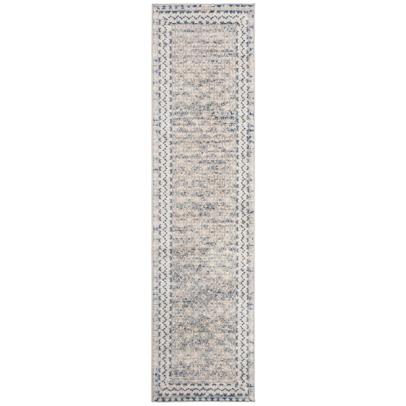 SAFAVIEH Brentwood Gusta Traditional Oriental Rug - Light Grey/Blue - 2' x 12'