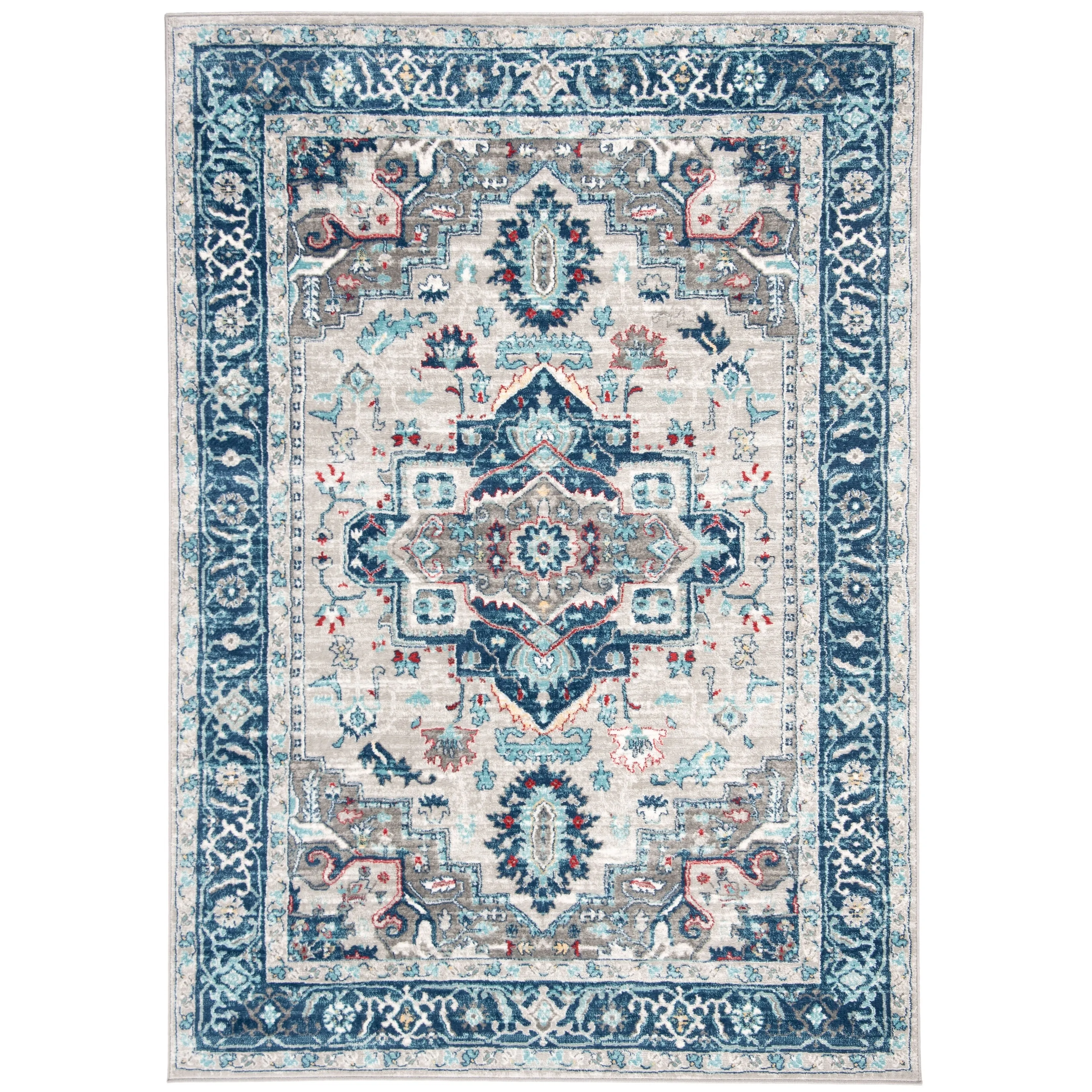 SAFAVIEH Brentwood Traditional Light Grey / Blue Rug - Light Grey/Blue - 8' x 10'