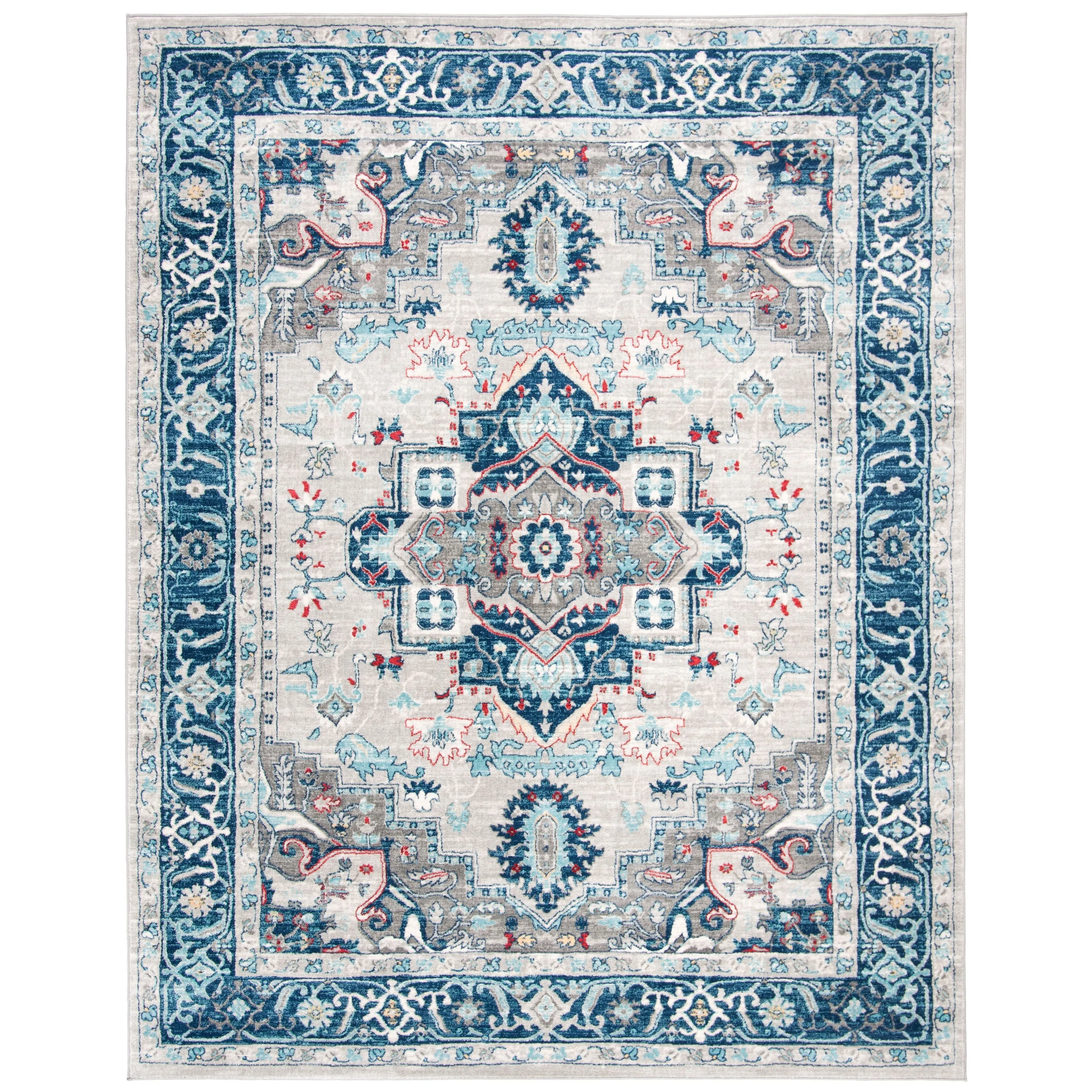 SAFAVIEH Brentwood Traditional Light Grey / Blue Rug - Light Grey/Blue - 8' x 10'
