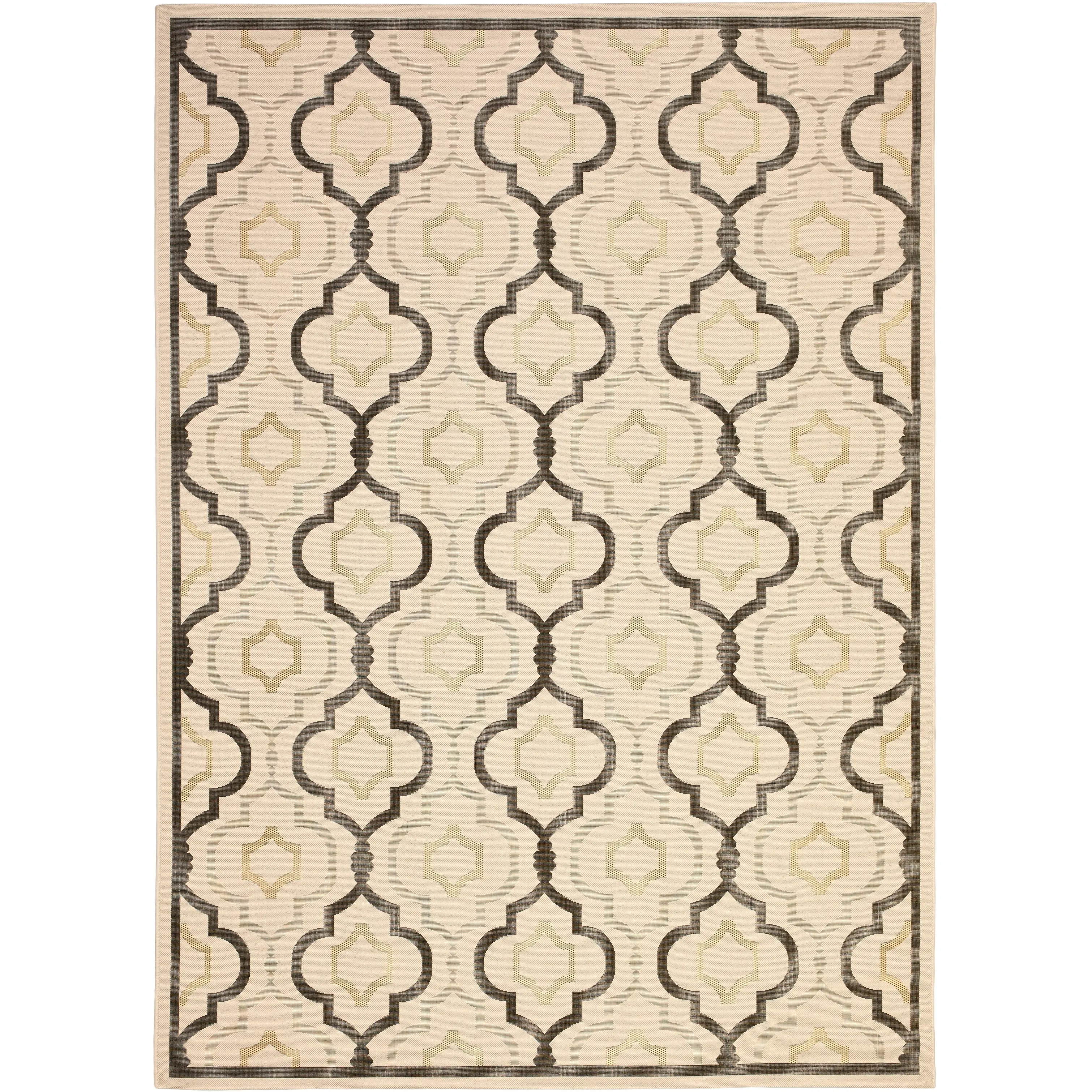 SAFAVIEH Courtyard Annmarie Indoor/ Outdoor Waterproof Patio Backyard Rug - Beige/Black - 5'3 x 7'7