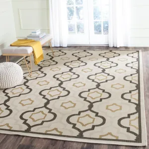 SAFAVIEH Courtyard Annmarie Indoor/ Outdoor Waterproof Patio Backyard Rug - Beige/Black - 5'3 x 7'7