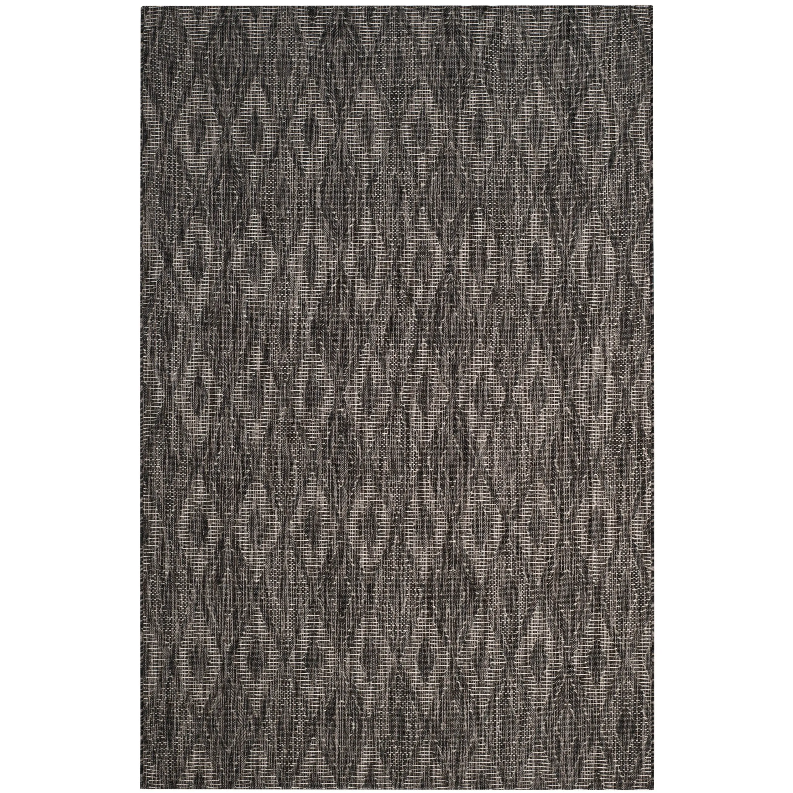 SAFAVIEH Courtyard Marolyn Indoor/Outdoor Waterproof Patio Rug - Black/Black - 4' x 5'7